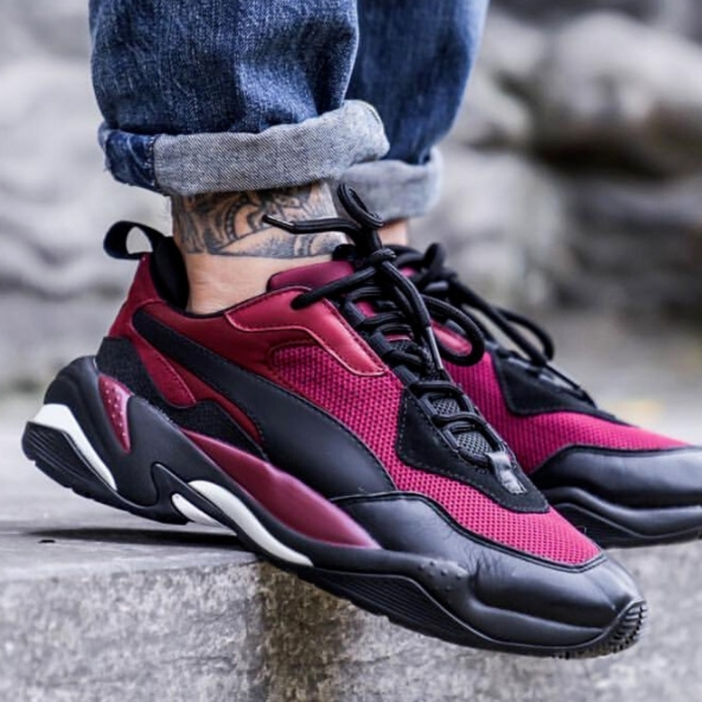 Puma Thunder Spectra Black and Red Chunky Sneakers Size 5.5